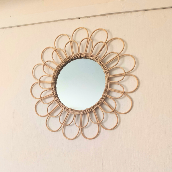 Miroir Fleur en Rotin