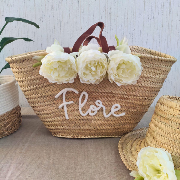 Panier Double Anses Personnalisable Fleurs - XXL