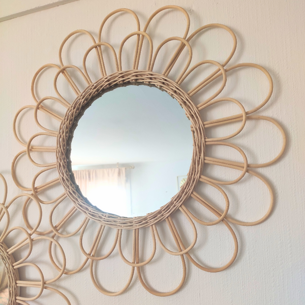 Miroir Fleur en Rotin