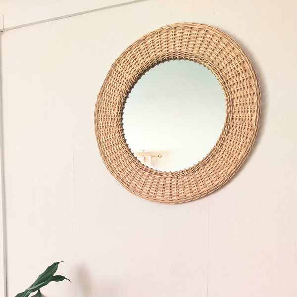 Miroir Rond en Rotin