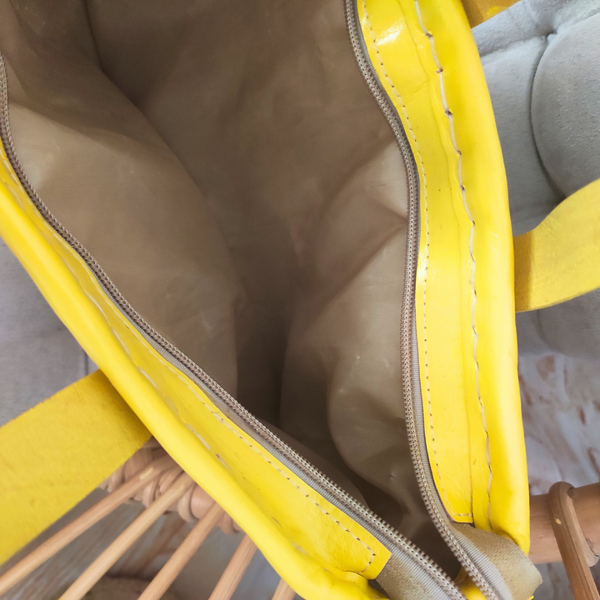 Sac Panier en Feuilles de Palmier avec Anses en Cuir Courtes