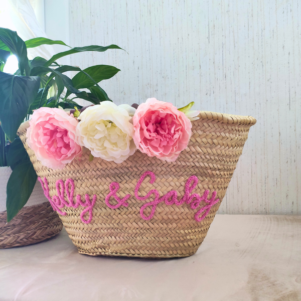 Panier Double Anses Personnalisable Fleurs - XXL