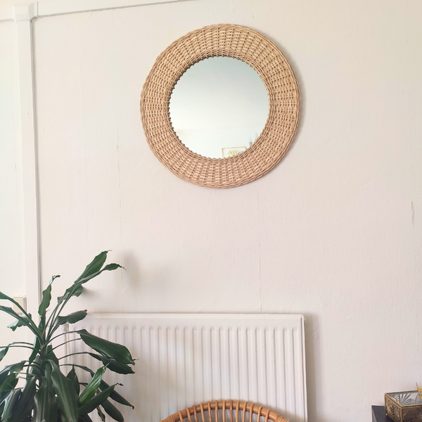Miroir Rond en Rotin