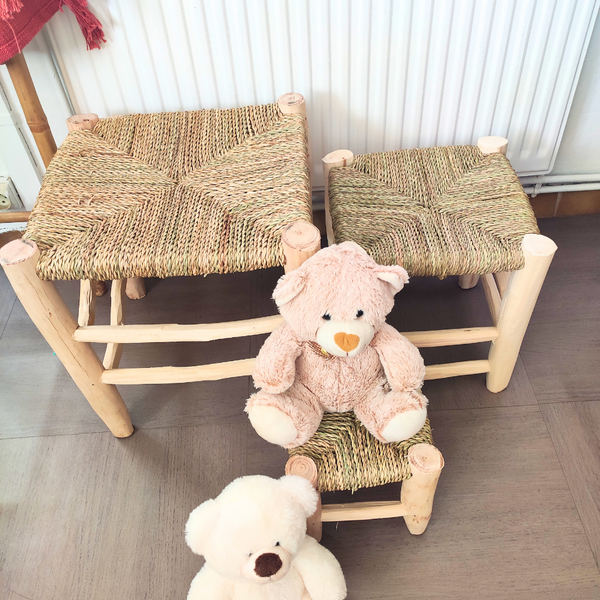 Tabouret Marocain Beldi en Bois et Doum