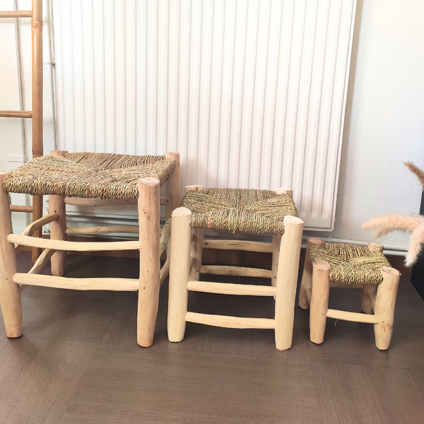 Tabouret Marocain Beldi en Bois et Doum