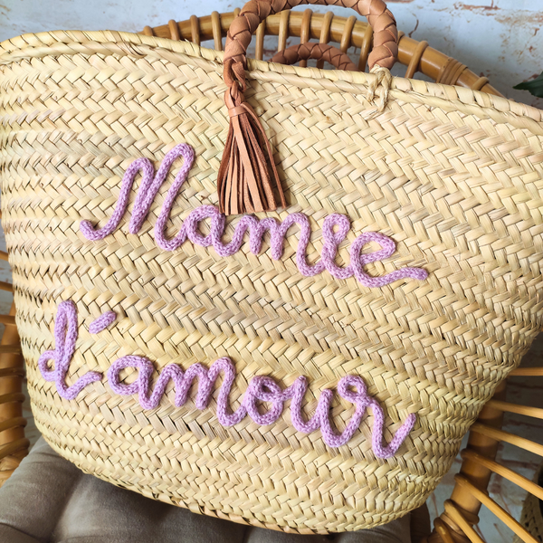 Panier Anses Cuir Tressé Personnalisable - XXL