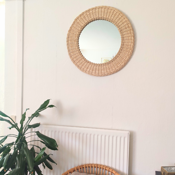 Miroir Rond en Rotin