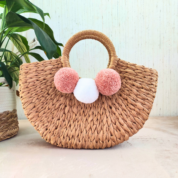Sac en Papier Crocheté avec Pompons