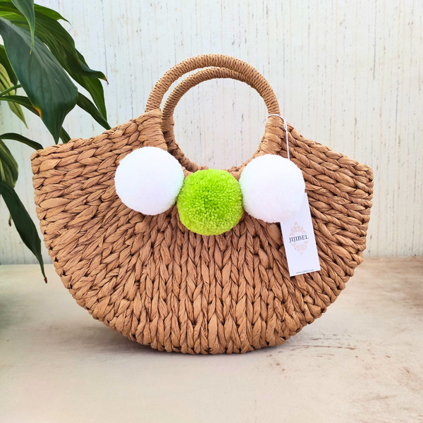 Sac en Papier Crocheté avec Pompons
