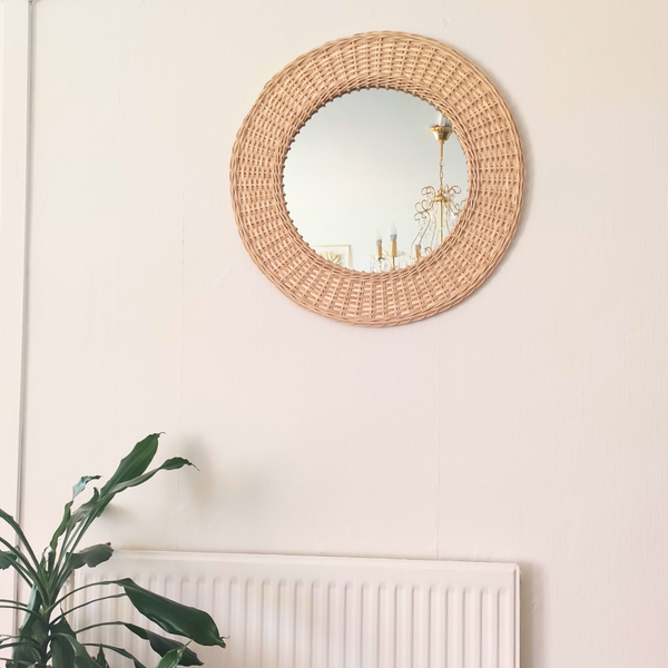 Miroir Rond en Rotin