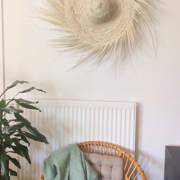 Chapeau Mural Frangé en Feuilles de Palmier