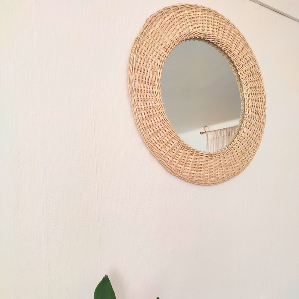 Miroir Rond en Rotin