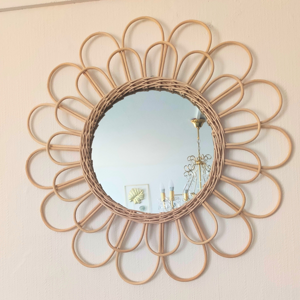 Miroir Fleur en Rotin