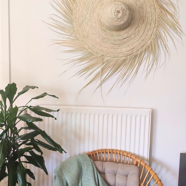 Chapeau Mural Frangé en Feuilles de Palmier