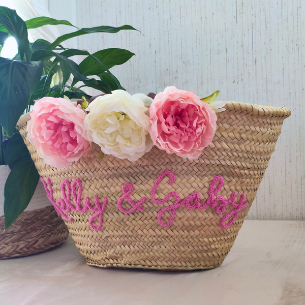 Panier Double Anses Personnalisable Fleurs - XXL