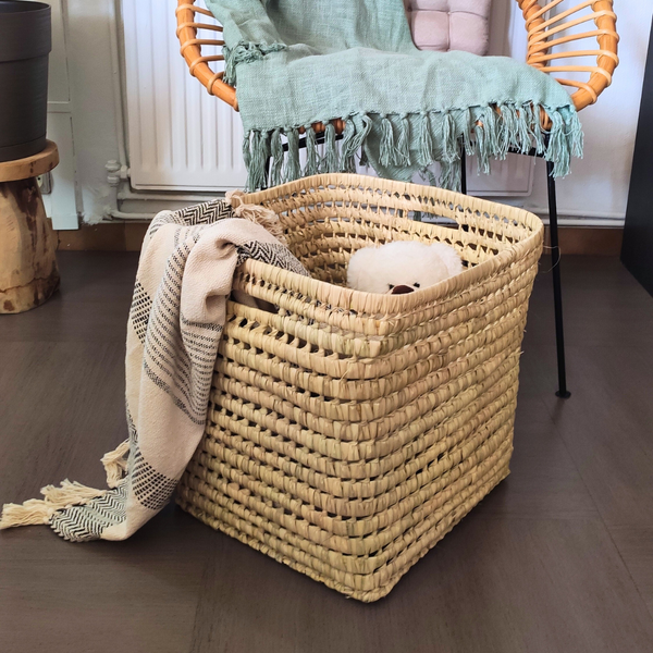 Grand Panier de Rangement en Fibres Naturelles, Pratique et Fonctionnel