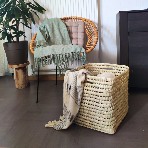 Grand Panier de Rangement en Fibres Naturelles, Pratique et Fonctionnel