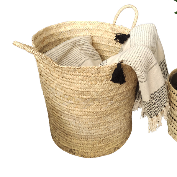 Grand Panier de Rangement en Feuilles de Palmier