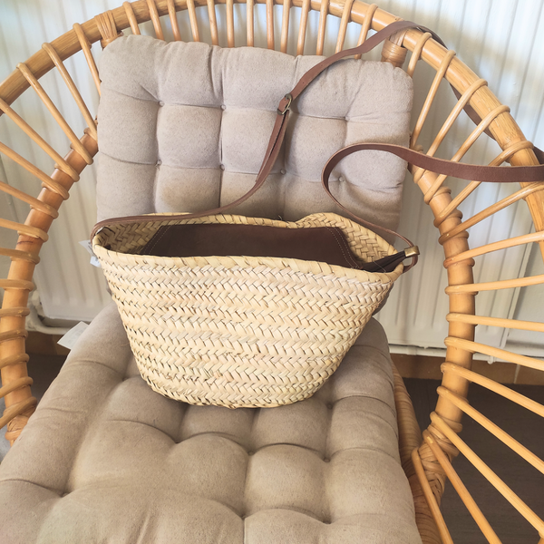 Sac Panier à Bandoulière en Feuilles de Palmier