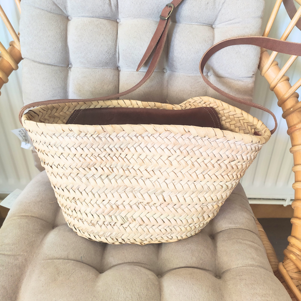Sac Panier à Bandoulière en Feuilles de Palmier