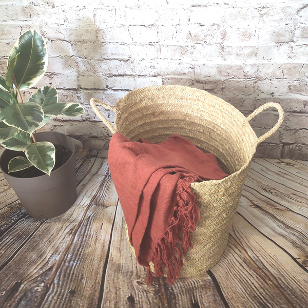 Grand Panier de Rangement en Feuilles de Palmier