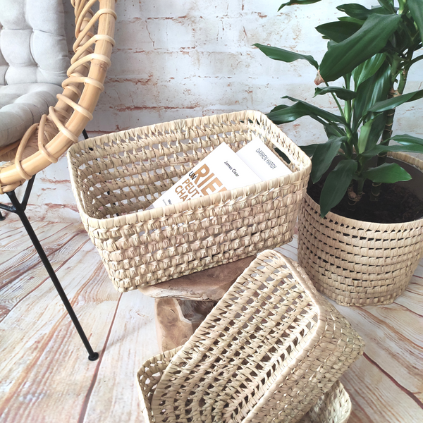 Panier de Rangement en Fibre Naturelles, Authentique et Multifonctionnel