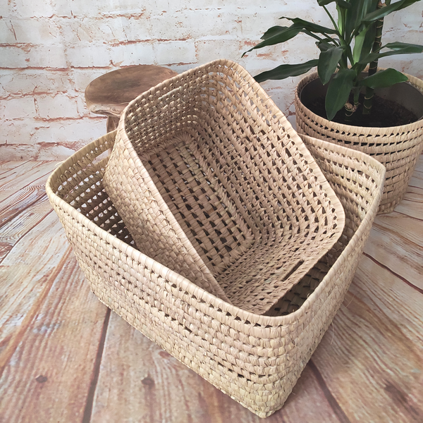 Grand Panier de Rangement en Fibres Naturelles, Pratique et Fonctionnel