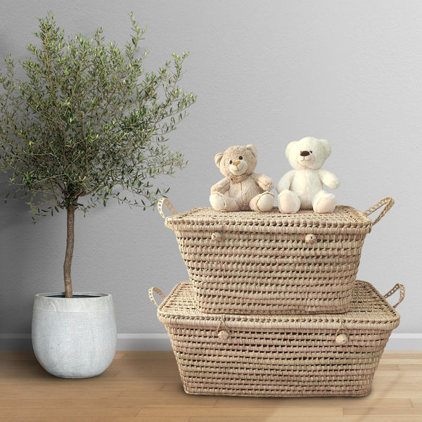 Coffre de Rangement en Feuilles de Palmier 50 cm