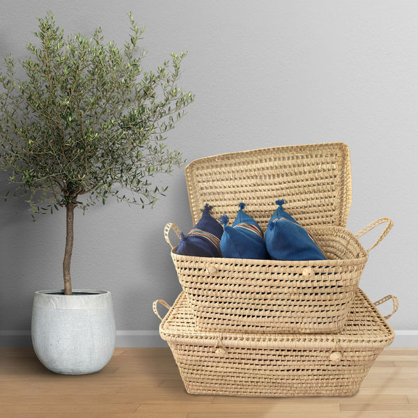 Coffre de Rangement en Feuilles de Palmier 50 cm
