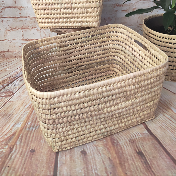 Grand Panier de Rangement en Fibres Naturelles, Pratique et Fonctionnel