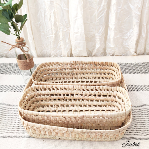 Panier en Feuilles de Palmier Tressées