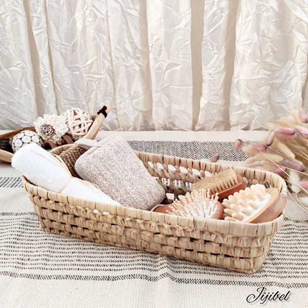 Panier en Feuilles de Palmier Tressées