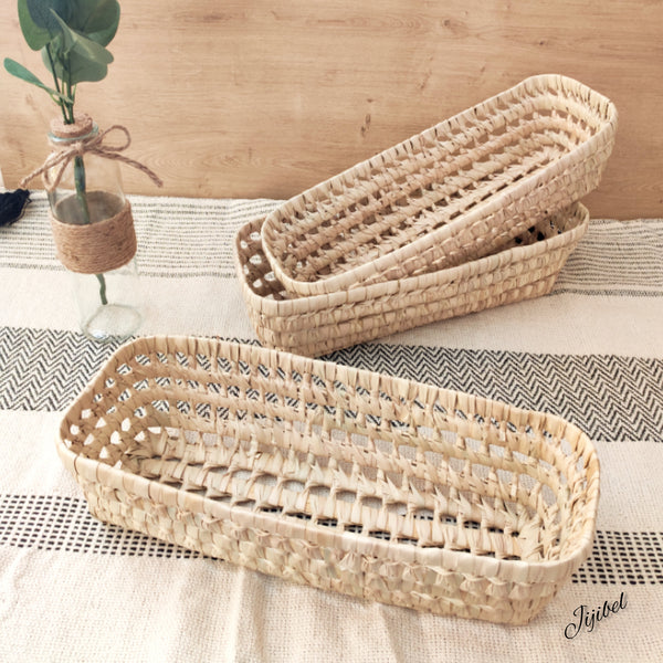 Panier en Feuilles de Palmier Tressées