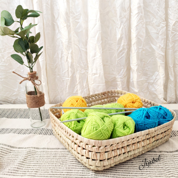 Panier Plateau en Feuilles de Palmier Tressées, taille M