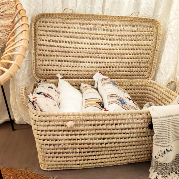 Coffre de Rangement en Feuilles de Palmier 60 cm