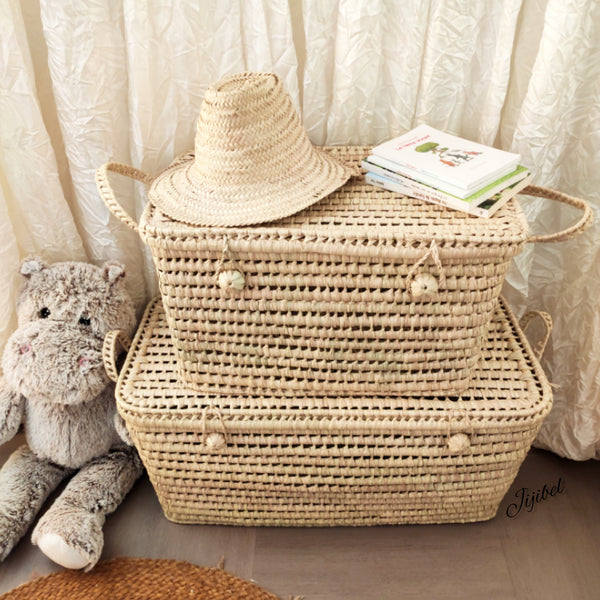 Coffre de Rangement en Feuilles de Palmier 60 cm
