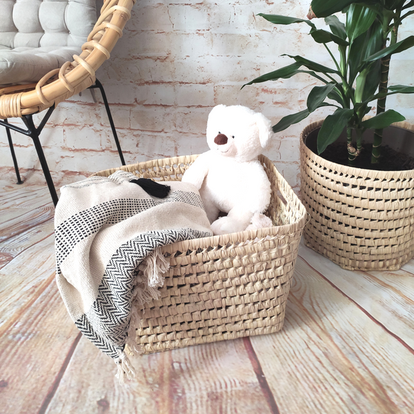 Grand Panier de Rangement en Fibres Naturelles, Pratique et Fonctionnel