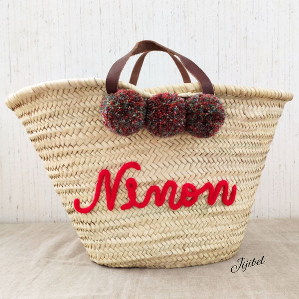 Panier - Grand Panier De Plage Anses Courtes Personnalisable