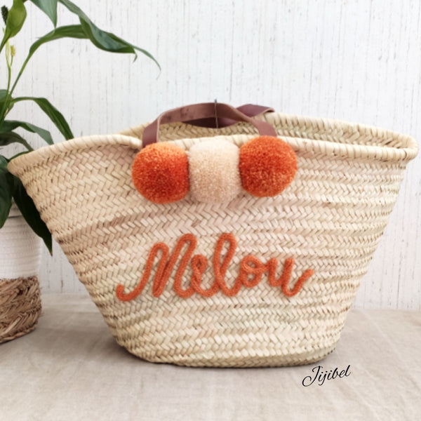 Panier - Grand Panier De Plage Anses Courtes Personnalisable
