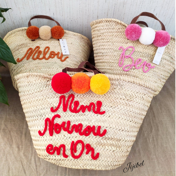 Panier - Grand Panier De Plage Anses Courtes Personnalisable